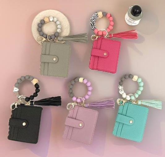 Beaded Bracelet Keychain Cardholder Wallet