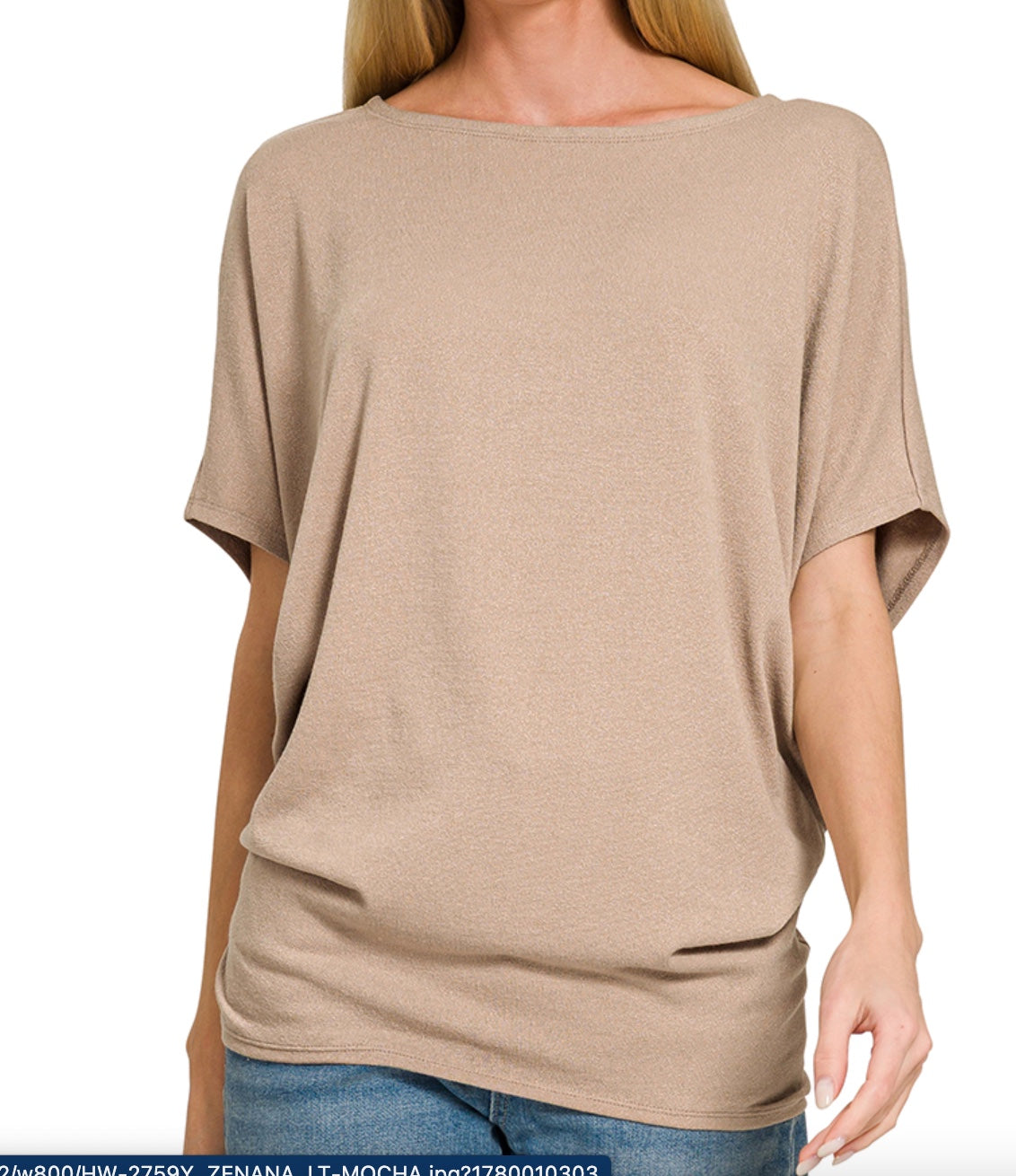 Zenana Hacci Dolman Sleeve Boat Neck Top