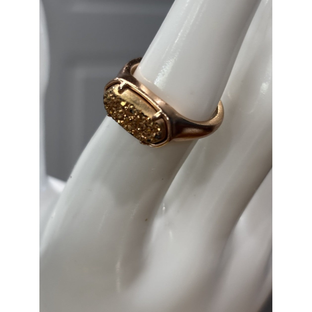Kendra Scott Rose Gold Eli Ring With Gold Drusy Size 7