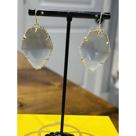 Kendra Scott Gold Corley Earrings In Gray Cat’s Eye
