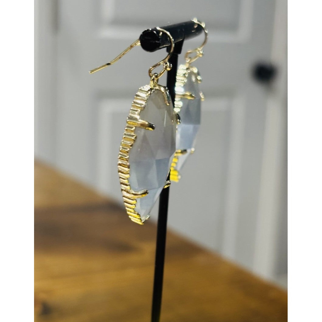 Kendra Scott Gold Corley Earrings In Gray Cat’s Eye