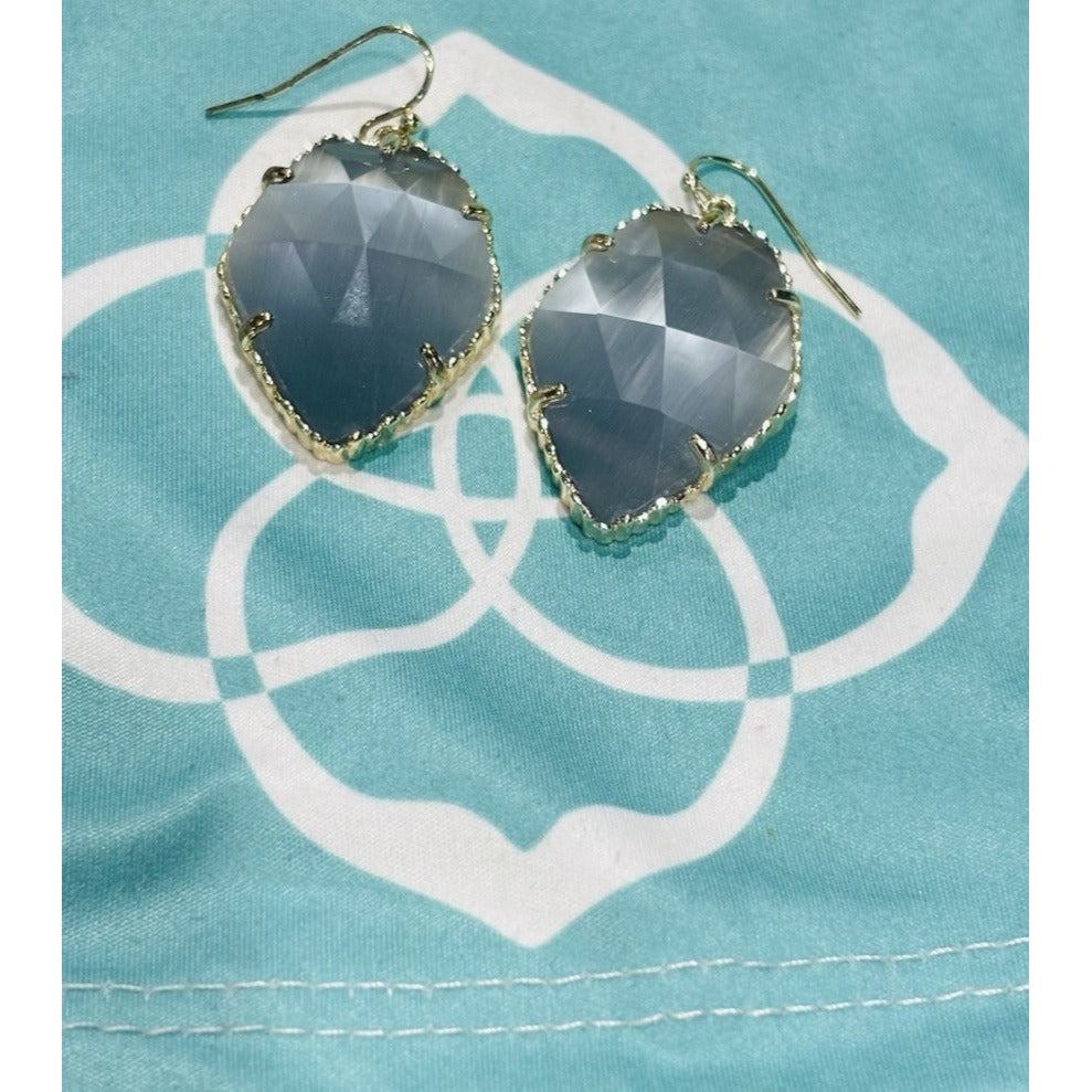 Kendra Scott Gold Corley Earrings In Gray Cat’s Eye