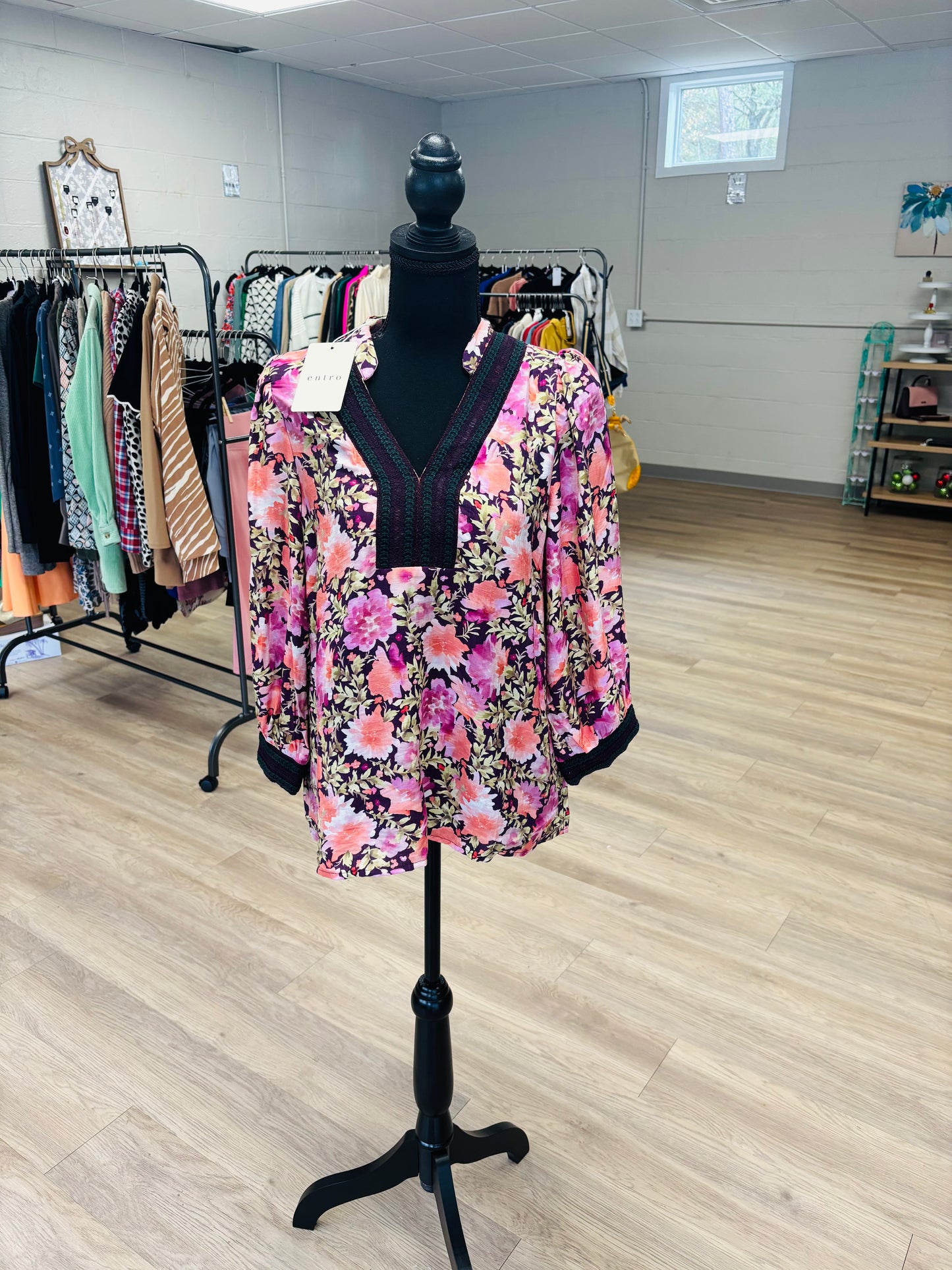 Entro Floral Dolman 3/4 sleeve top