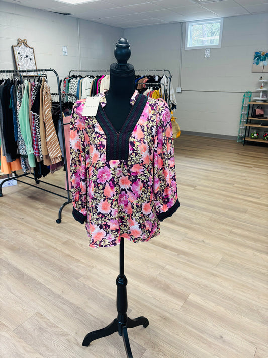 Entro Floral Dolman 3/4 sleeve top