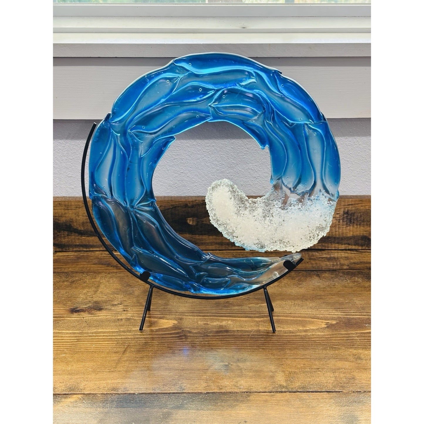 Orchip Wave Ocean Fuse Glass Sculpture