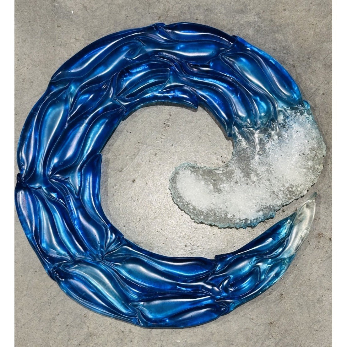 Orchip Wave Ocean Fuse Glass Sculpture