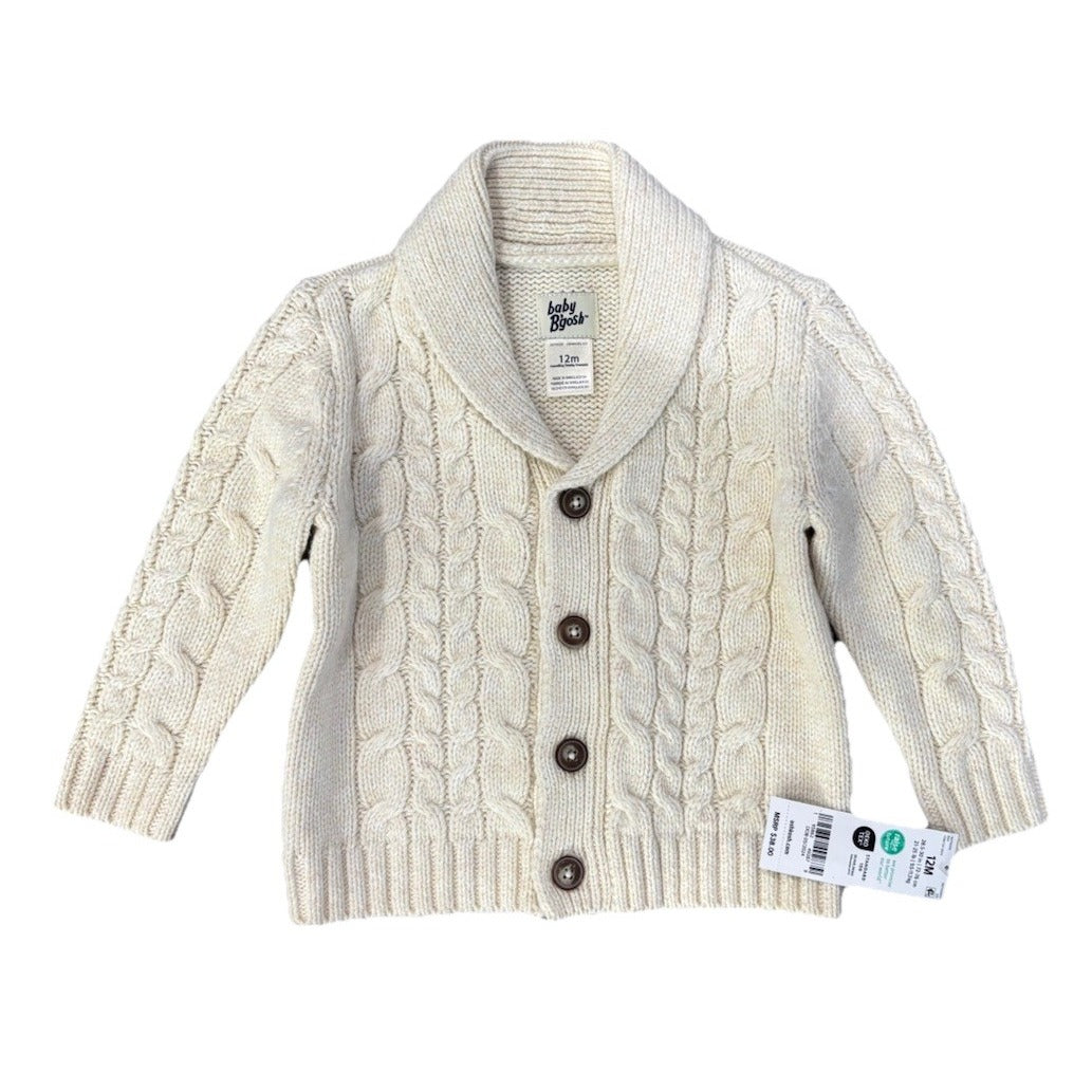 Oshkosh Baby Boys Cream Cable Knit Cardigan Size 12M NWT