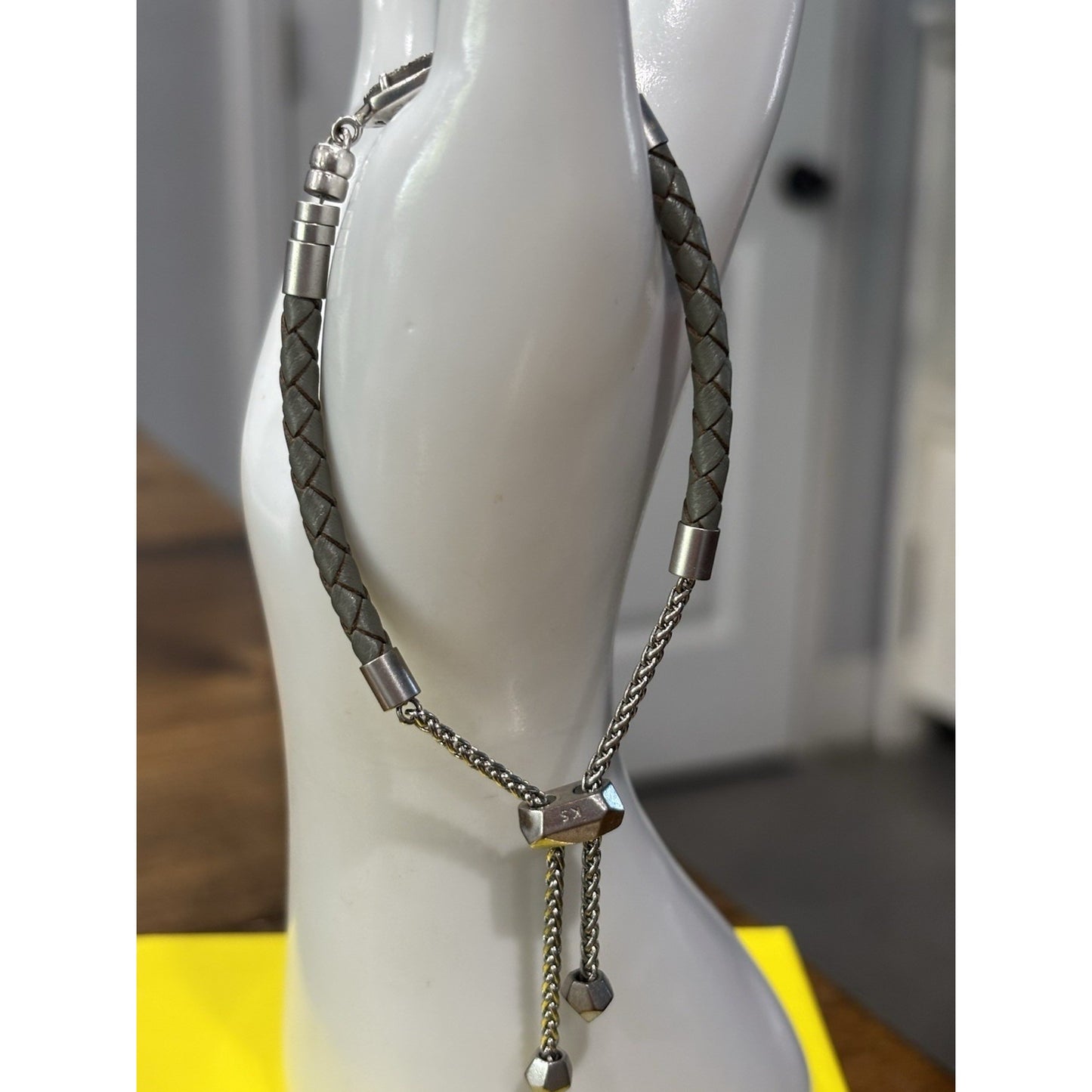 Kendra Scott Cruz Gray Drusy Druzy Adjustable Leather Bracelet