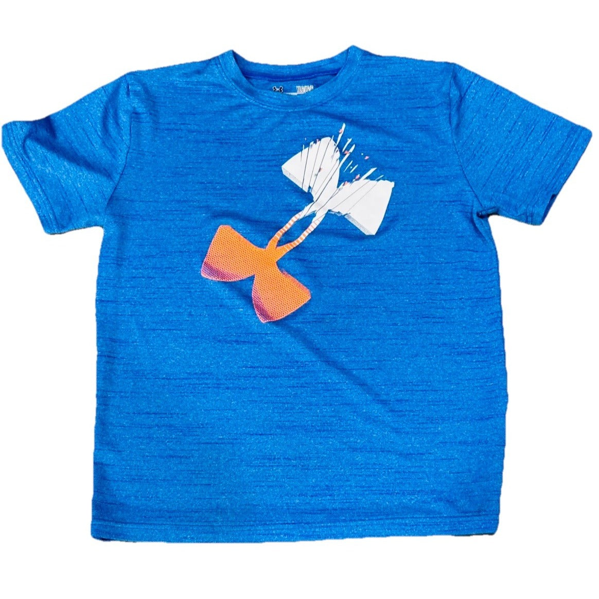 Under Armour Boys T-Shirt Heat Gear Loose Youth L Blue Orange