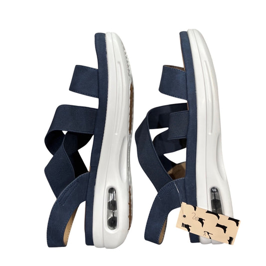 SoSoft Womens Navy Blue Lattice Strap Sandals Size 7.5 Air Cushion Sole