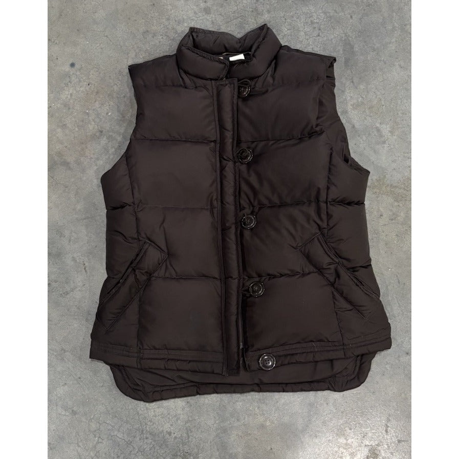Womens J. Crew Puffer Vest Jacket Size Medium Brown Down