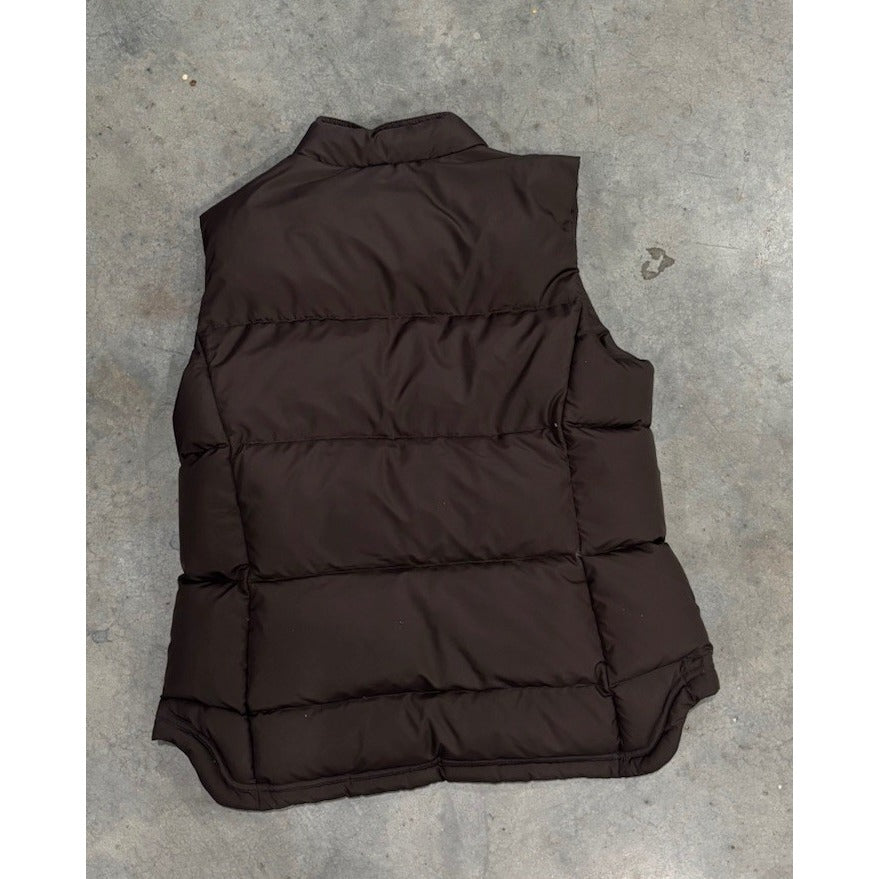 Womens J. Crew Puffer Vest Jacket Size Medium Brown Down