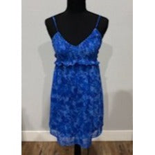 Blue Sleeveless Spaghetti Strap Floral Dress By Big Waterville Sky  Medium Size