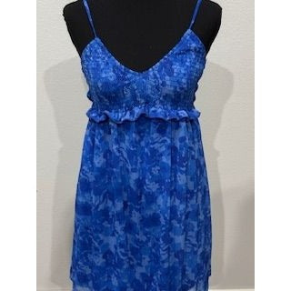 Blue Sleeveless Spaghetti Strap Floral Dress By Big Waterville Sky  Medium Size