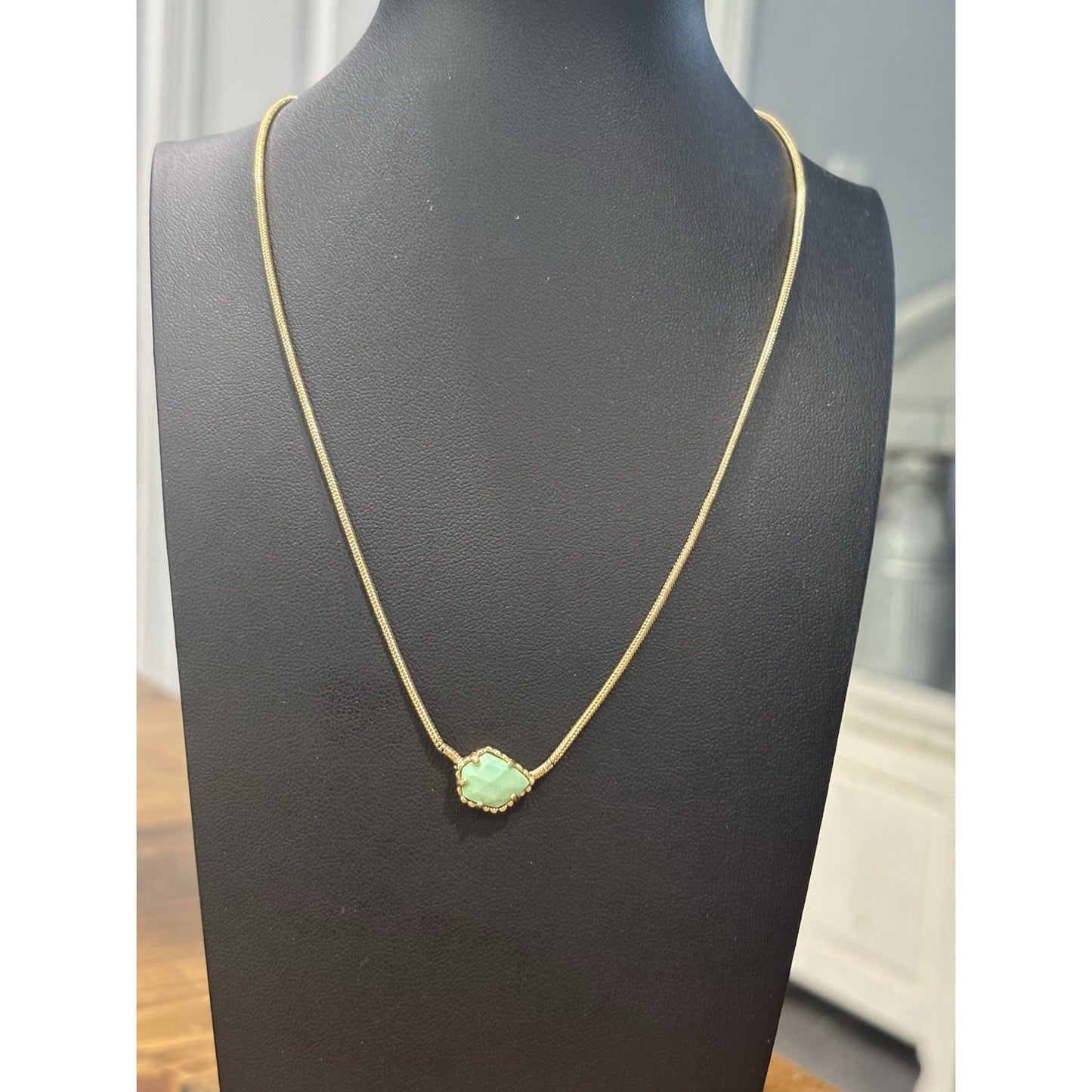 Kendra Scott Gold Tess Necklace With Mint Green Stone