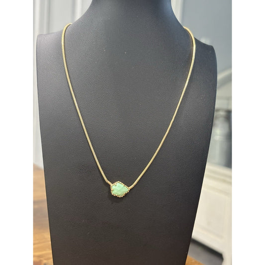Kendra Scott Gold Tess Necklace With Mint Green Stone