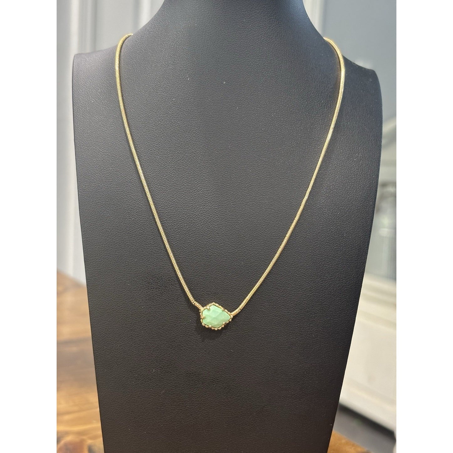 Kendra Scott Gold Tess Necklace With Mint Green Stone