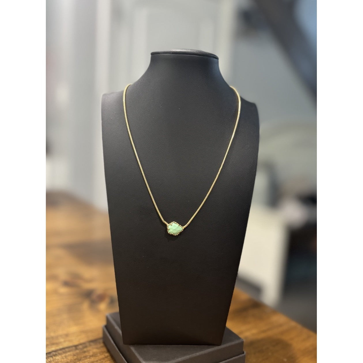 Kendra Scott Gold Tess Necklace With Mint Green Stone