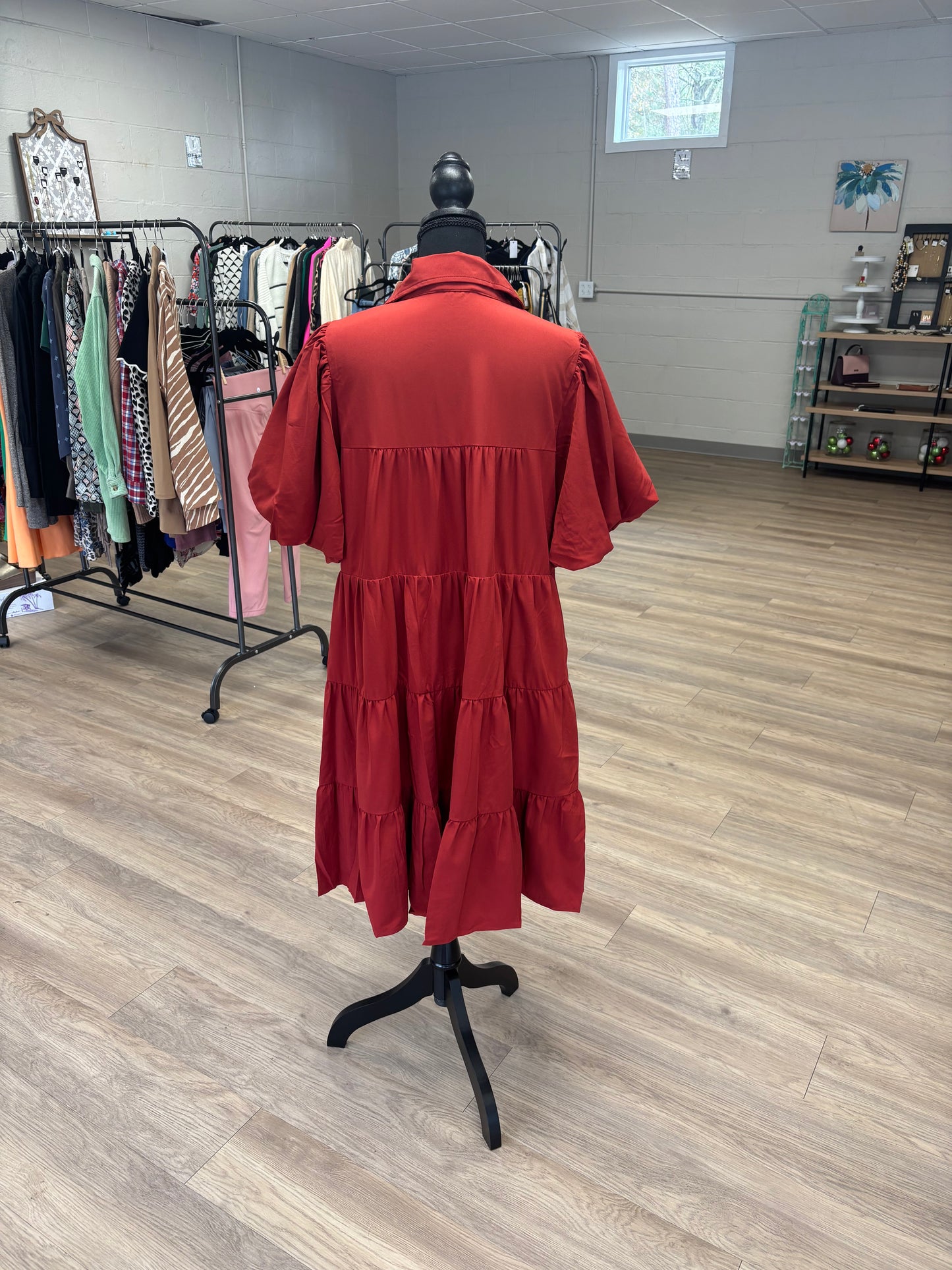 Entro Rust Tiered Dress Plus-Size