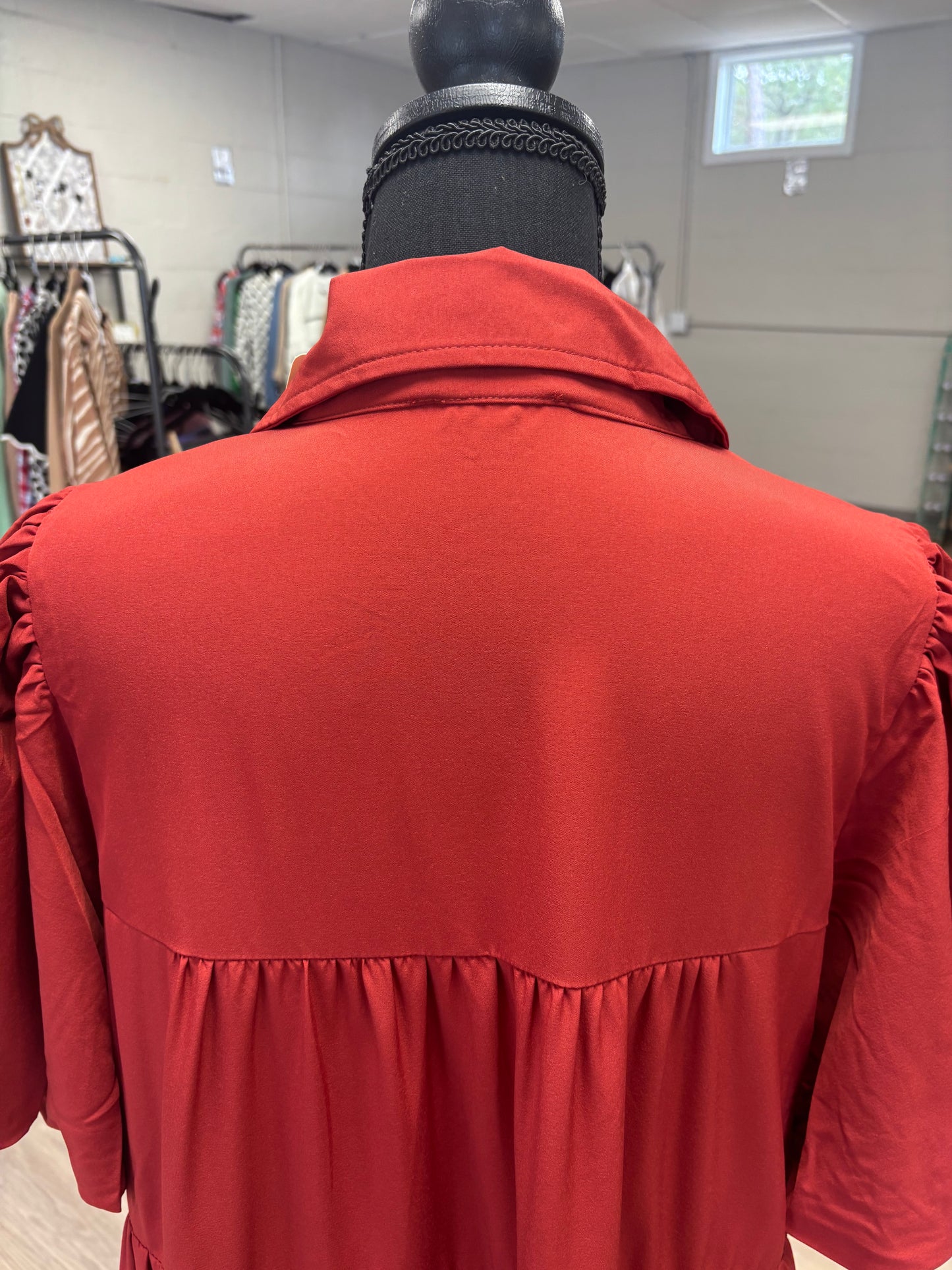 Entro Rust Tiered Dress Plus-Size