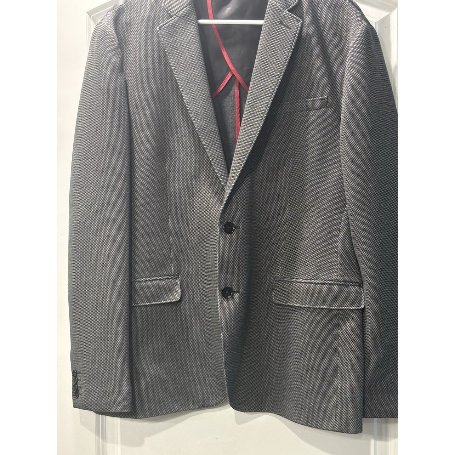 Express Sport Coat Men's L Grey Birdseye Slim Fit Photographer 2-Button Jacket