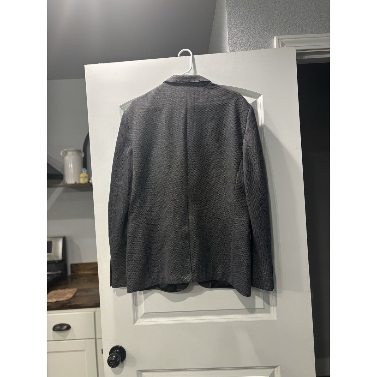 Express Sport Coat Men's L Grey Birdseye Slim Fit Photographer 2-Button Jacket