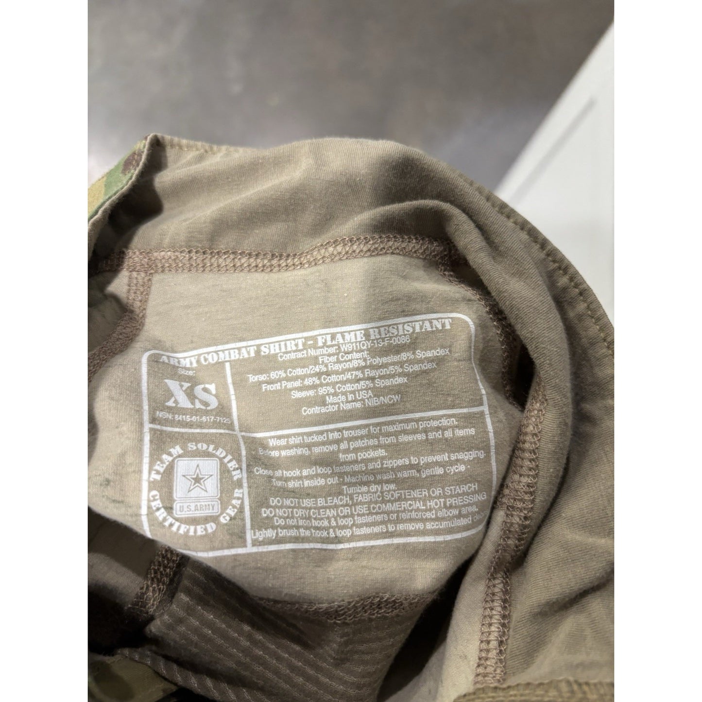 Massif Army Combat Shirt Mens XS Multicam Flame Resistant Made in USA ACS