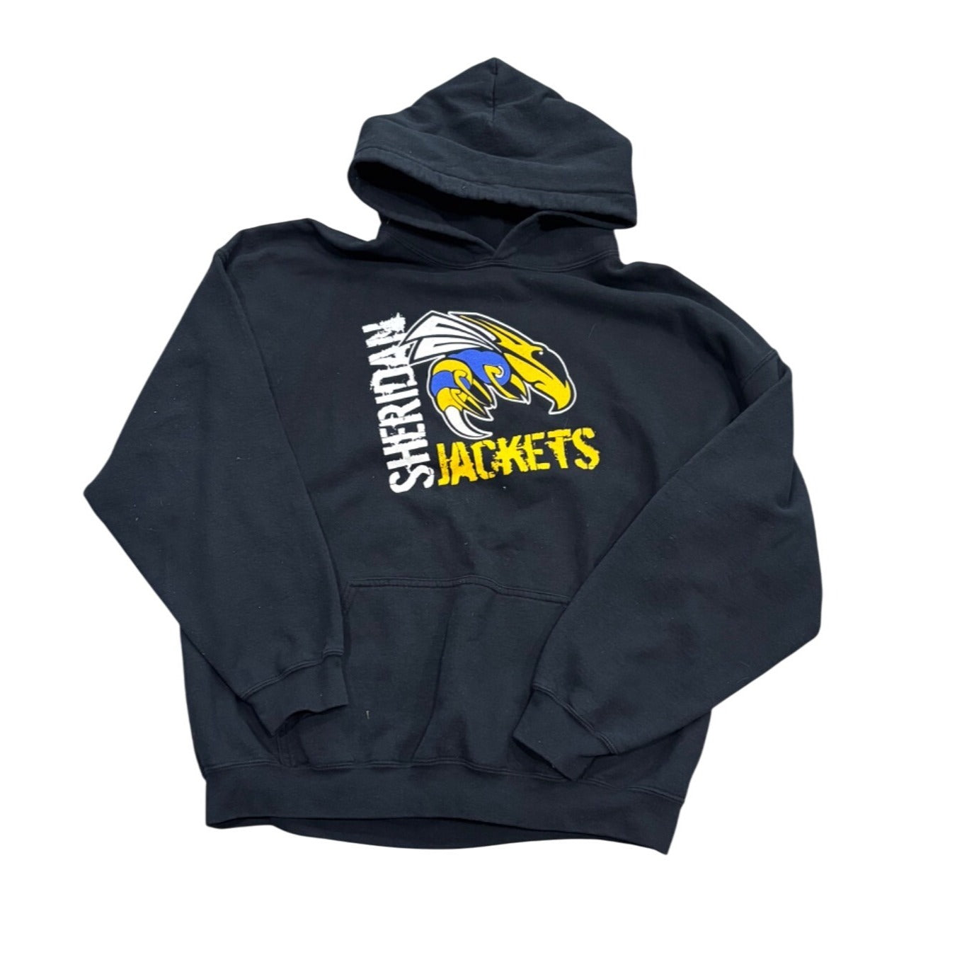 Sheridan YellowJackets Black Graphic Pullover Hoodie Sweatshirt size XL