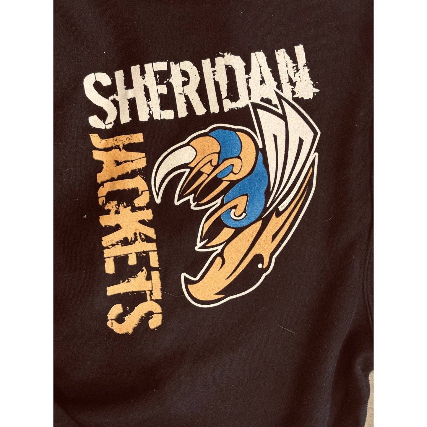 Sheridan YellowJackets Black Graphic Pullover Hoodie Sweatshirt size XL