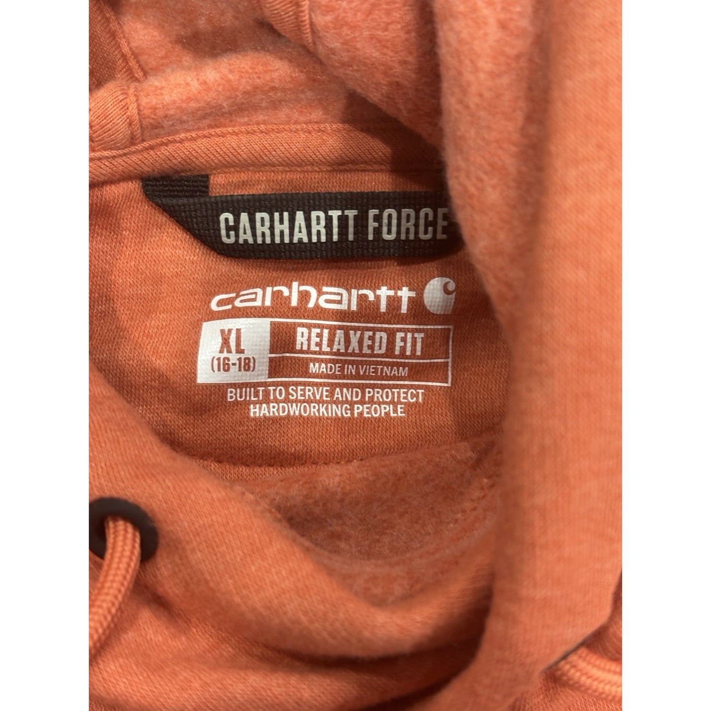 Carhartt Force Hoodie Boys XL 18-20 Relaxed Fit Orange Graphic Sweatshirt