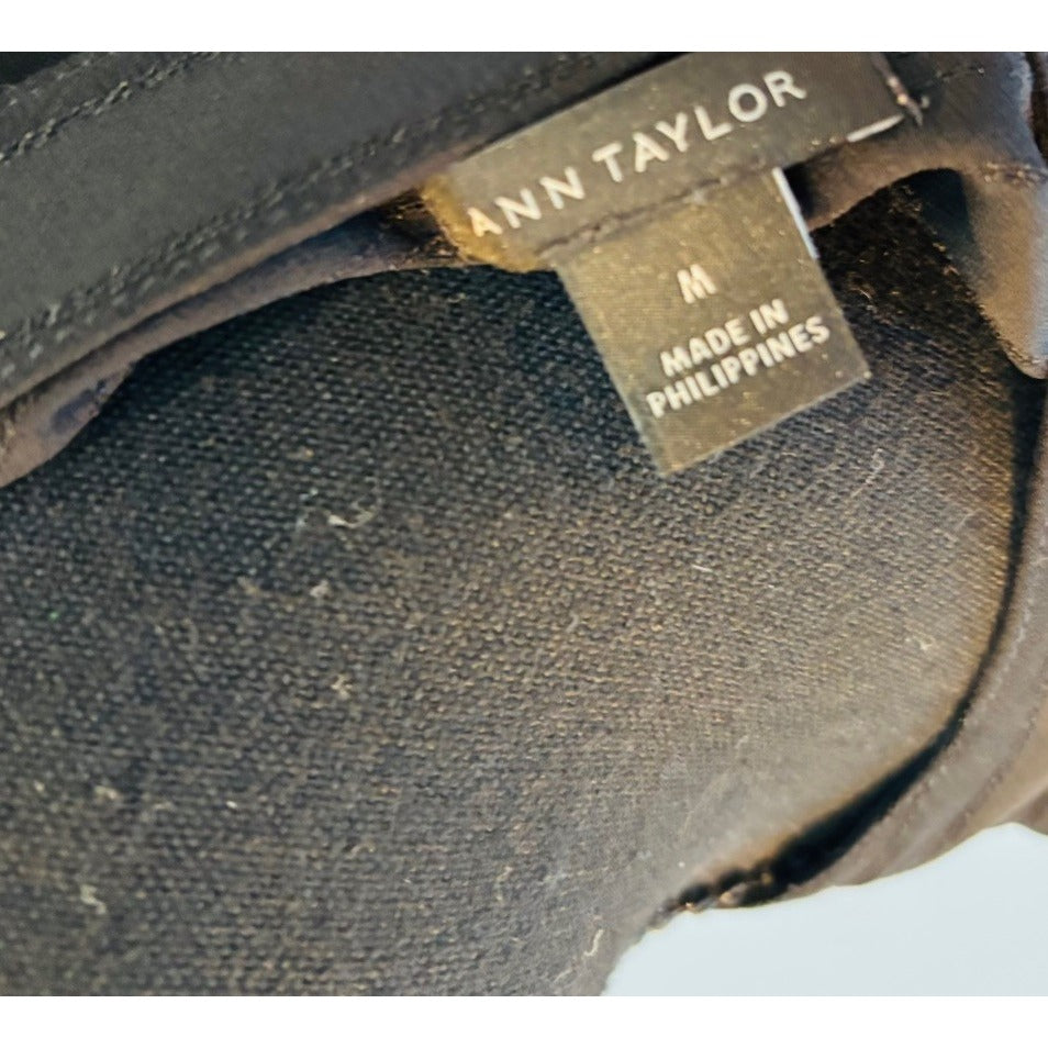 Ann Taylor Black Sheer Striped Long Sleeve Blouse Size Medium