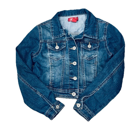 Arizona Denim Trucker Jean Jacket M 10/12 Girls Med Blue Wash Button Closure