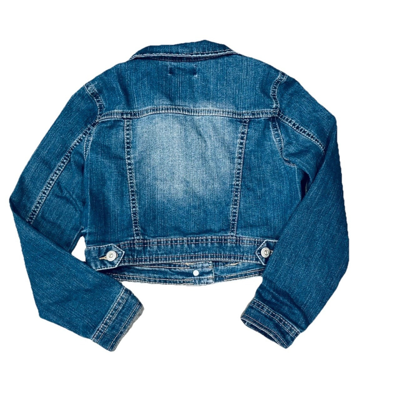 Arizona Denim Trucker Jean Jacket M 10/12 Girls Med Blue Wash Button Closure