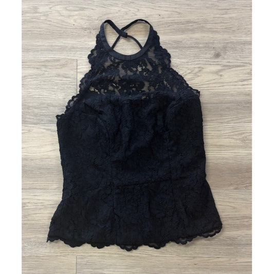 Nicole Miller Black Sleeveless lace Top Size Medium
