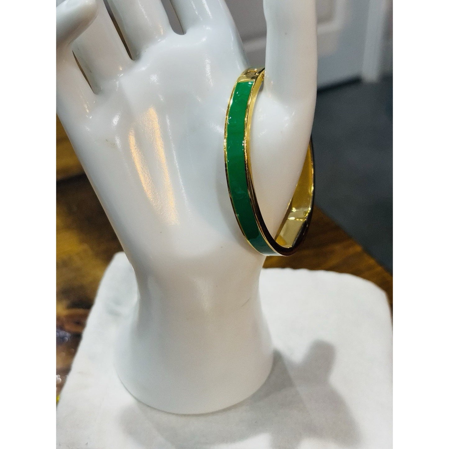 Kate Spade Green Enamel And Gold Forever And Ever Bracelet