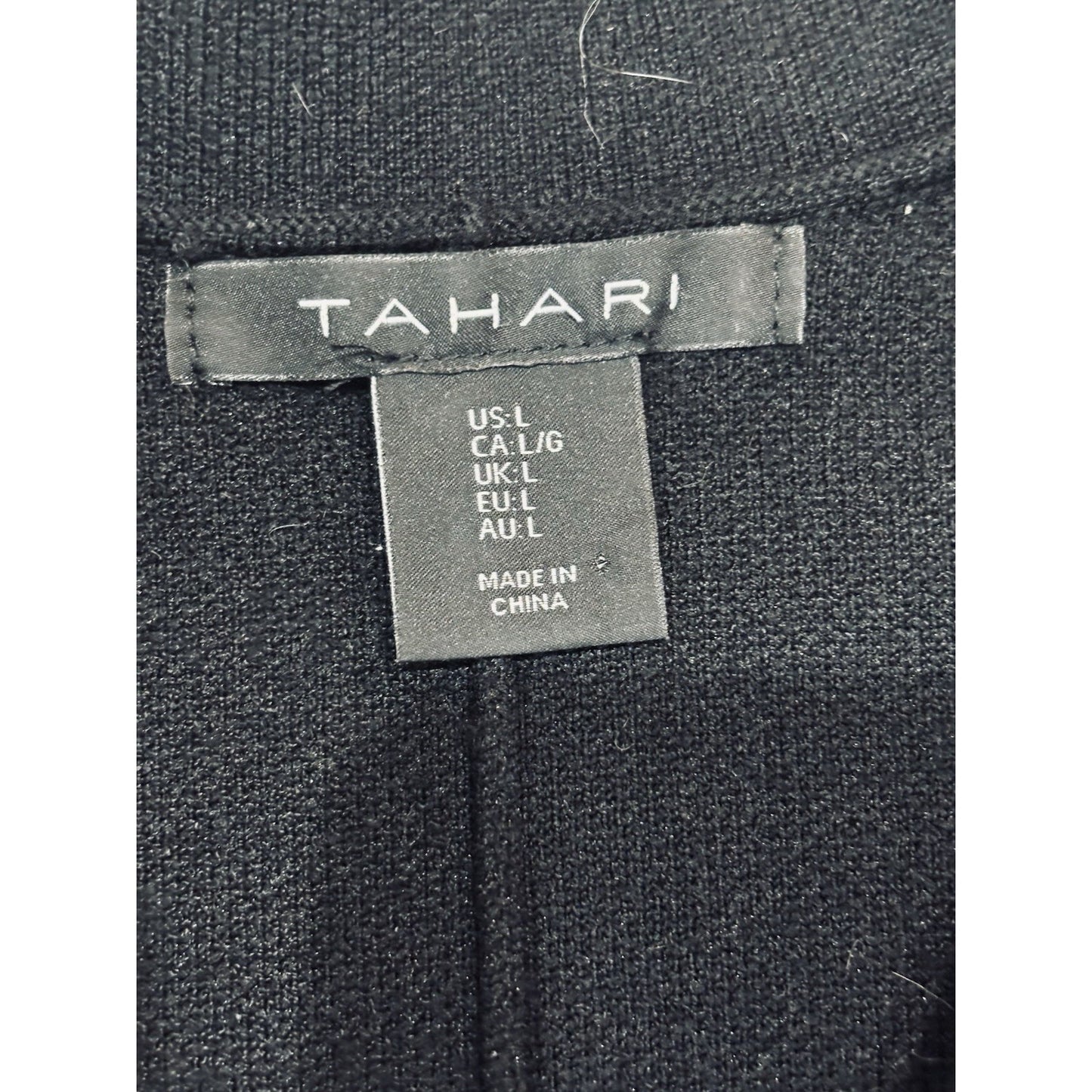 Tahari Size L Cardigan Sweater Jacket buttons long sleeves black 3683