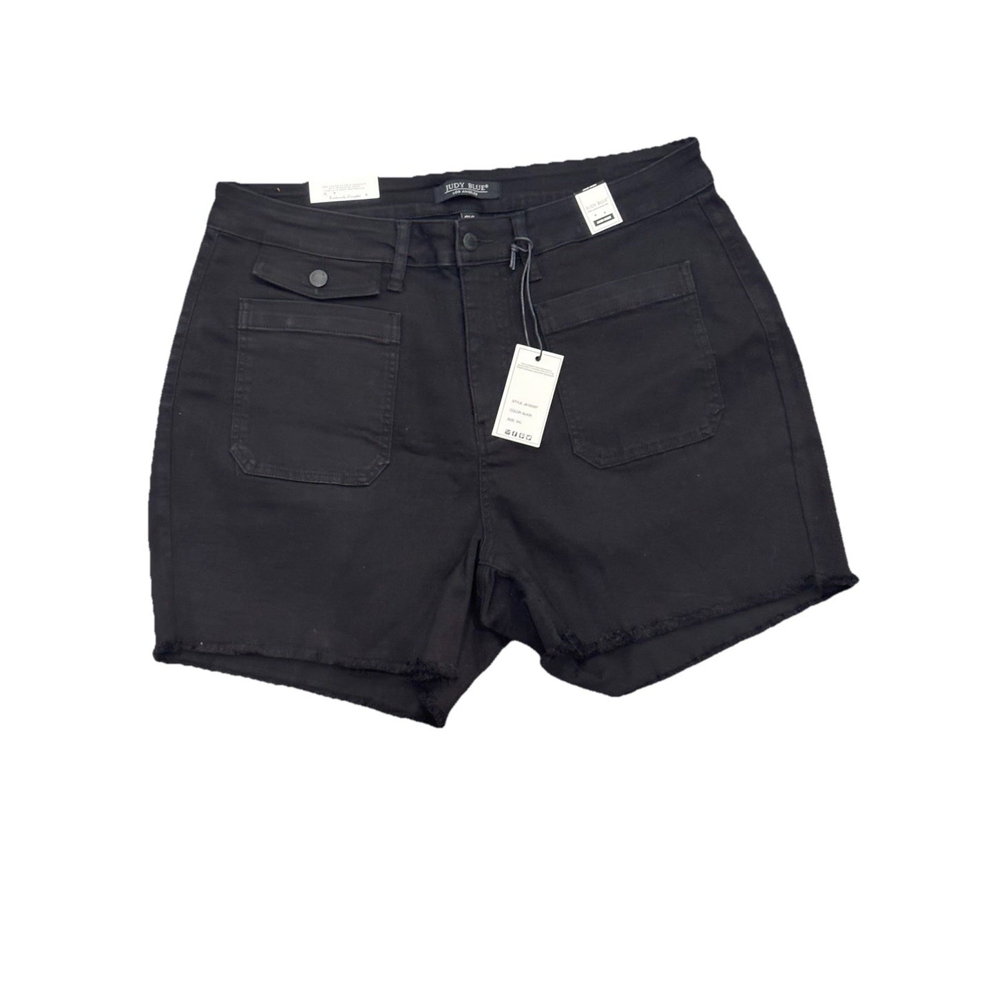 Judy Blue Cargo Patch Pocket Black Denim Jean Shorts Size 3XL