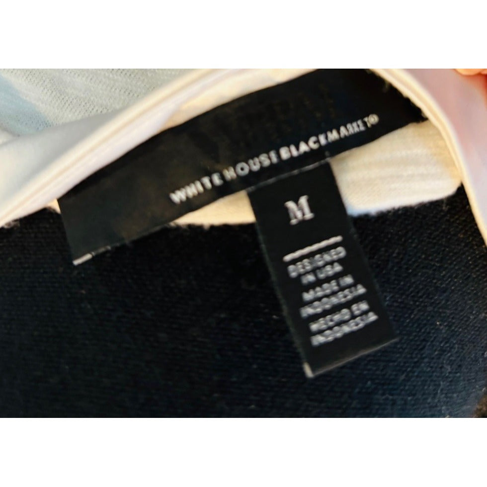 White House Black Market White 3/4 Sleeve Henley Tee Large Stretch Minimalist