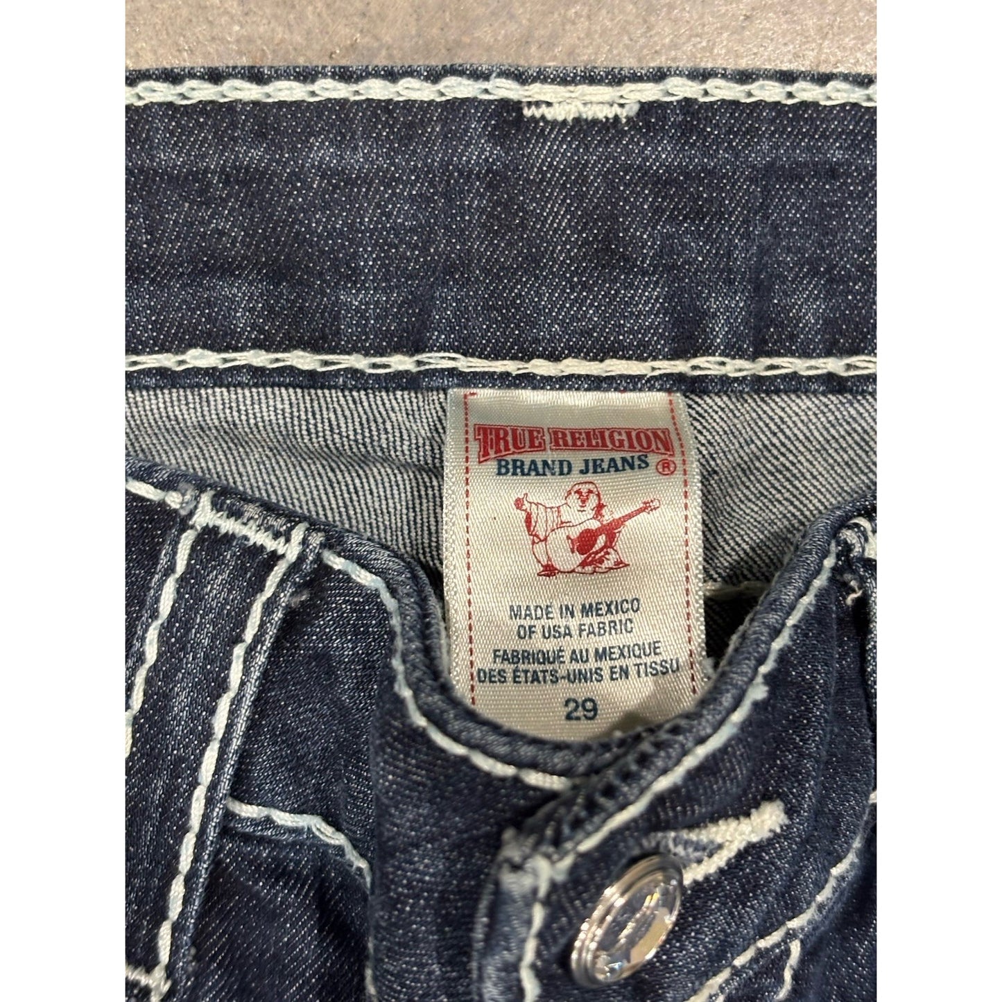 True Religion Low Rise Woman’s Jeans Straight Jeans With Frayed Ends Size 29 Dark