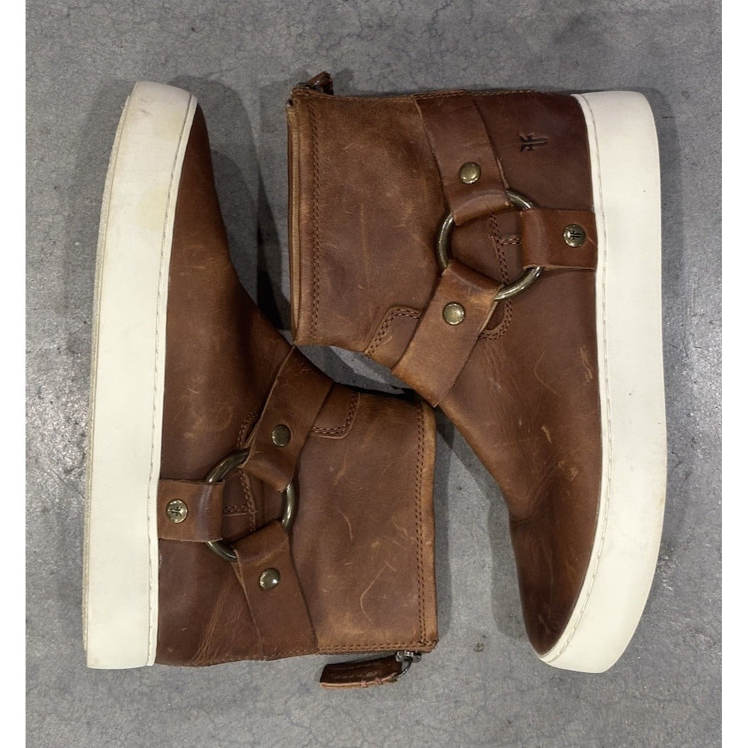 Frye Lena Harness Bootie Size 6.5 Women’s Leather Sneaker Bootie Cognac NEW $248
