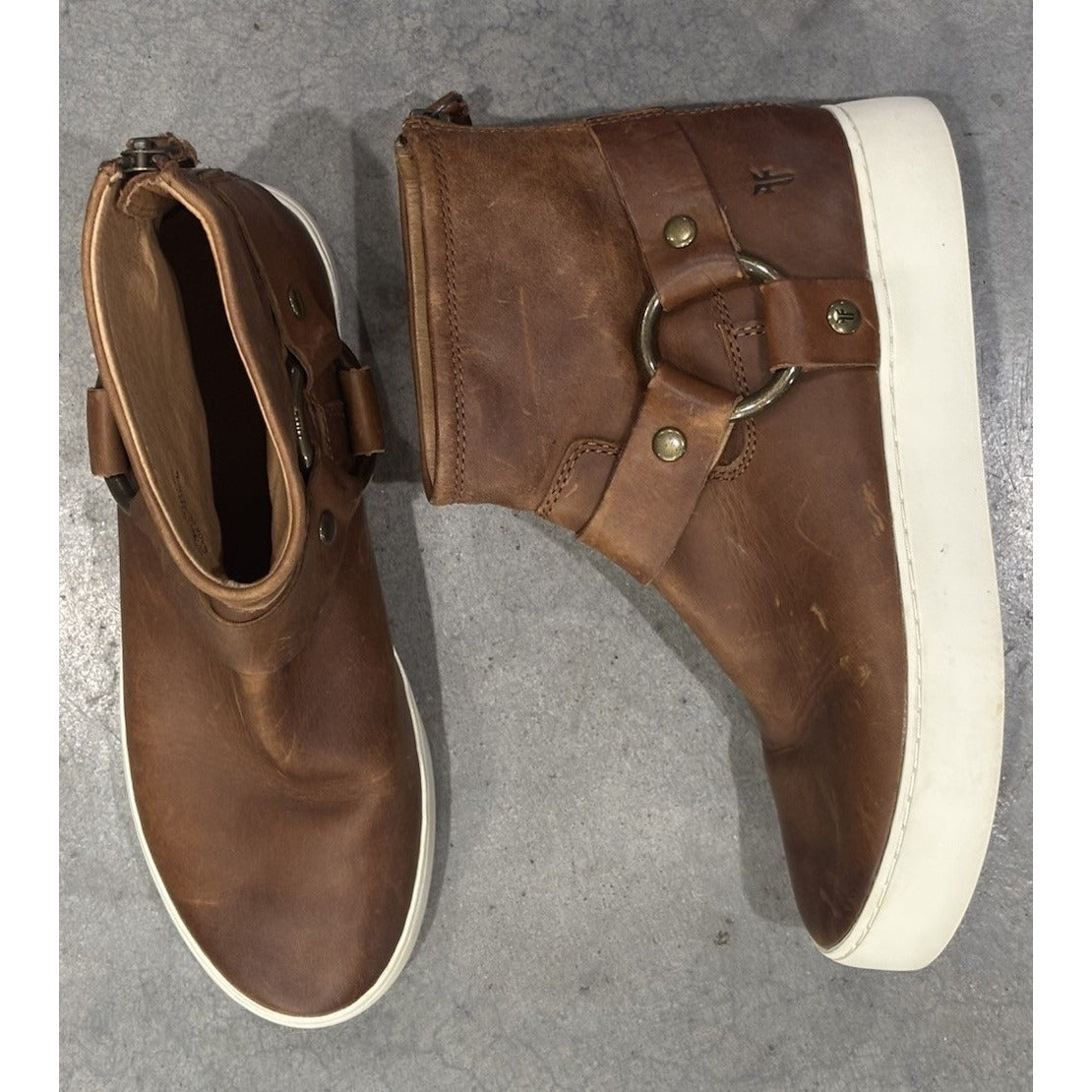 Frye Lena Harness Bootie Size 6.5 Women’s Leather Sneaker Bootie Cognac NEW $248