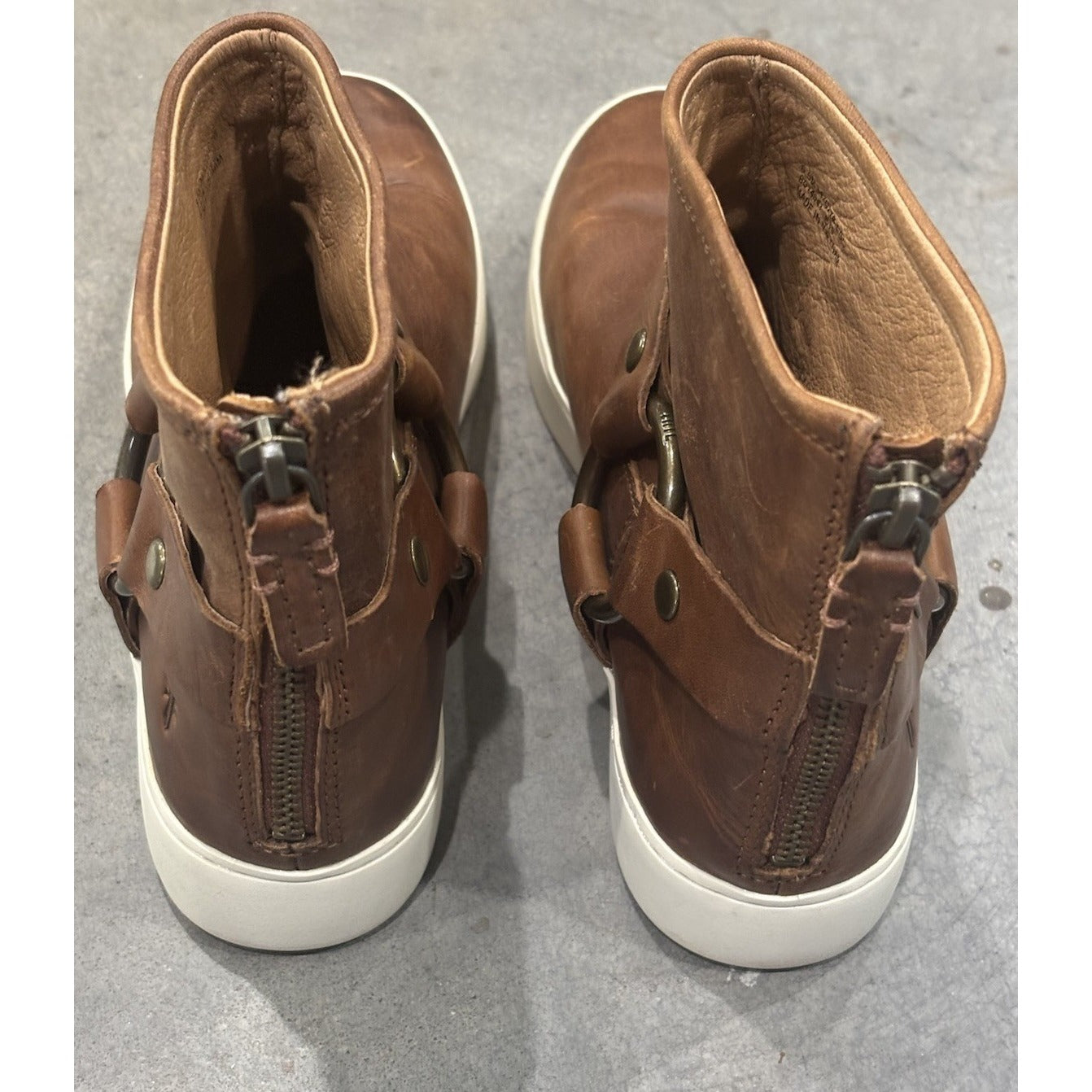 Frye Lena Harness Bootie Size 6.5 Women’s Leather Sneaker Bootie Cognac NEW $248