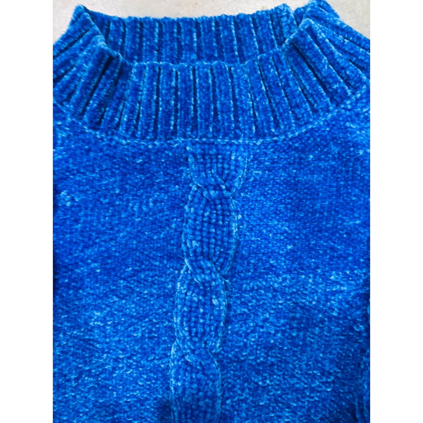DKNY Youth Chenille Sweater, Blue, Size M (5/6)