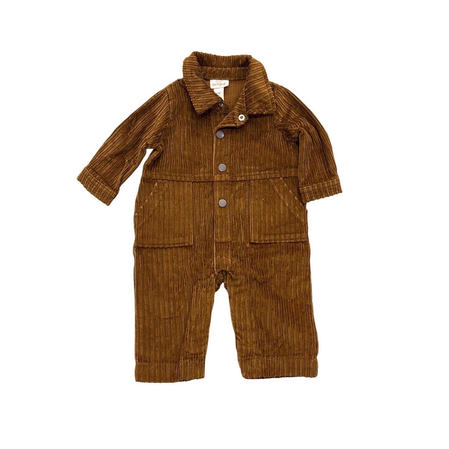 Baby Corduroy Brown Coverall Jumpsuit 0-3M By Cat & Jack