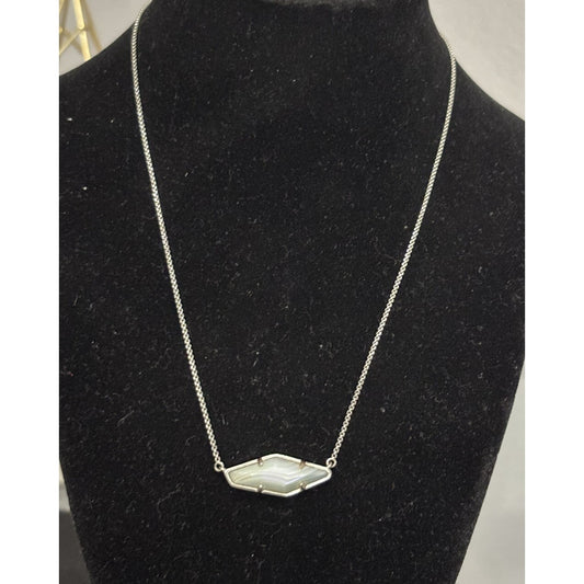 Kendra Scott Beth Silver Adjustable Necklace With White Stone