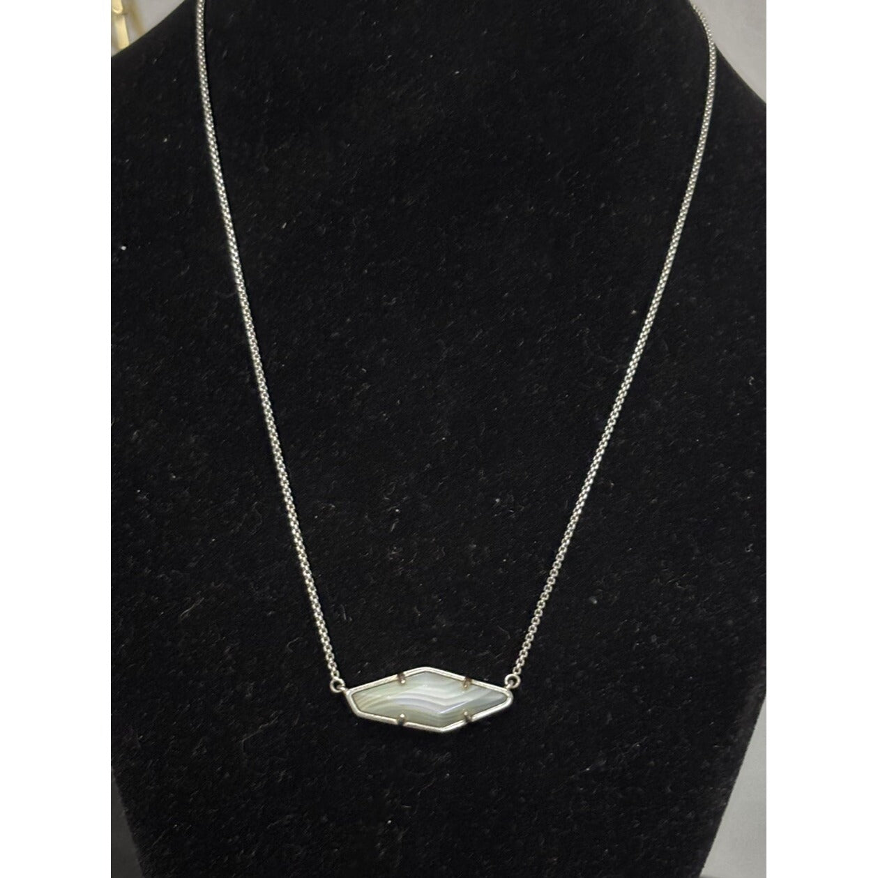 Kendra Scott Beth Silver Adjustable Necklace With White Stone