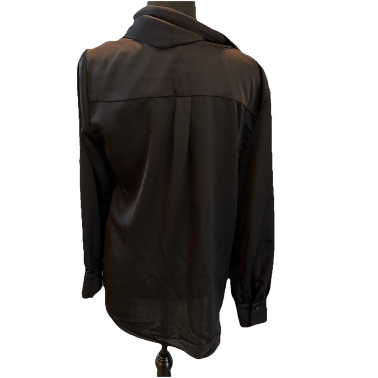 Chicos Black Wrap Neck Blouse Size 1