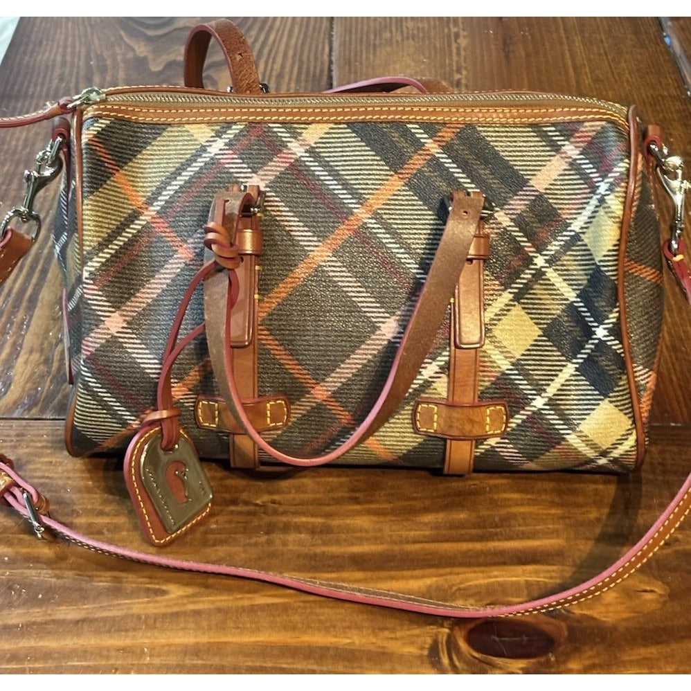 Vintage Dooney & Bourke Tartan Plaid Purse Bag Leather NWOT