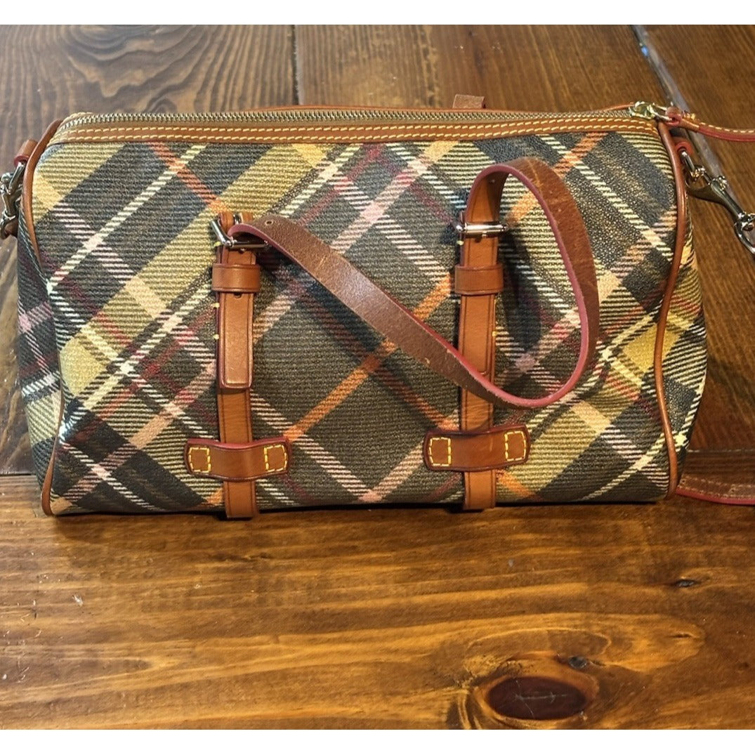 Vintage Dooney & Bourke Tartan Plaid Purse Bag Leather NWOT