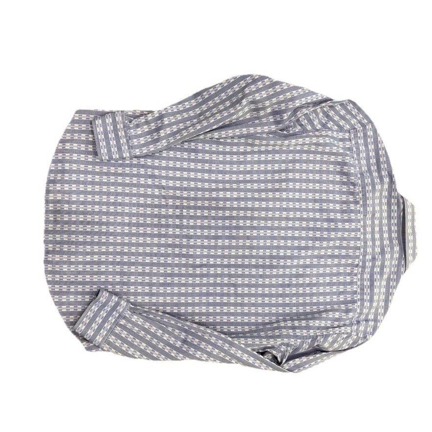 Bugatchi Shaped Fit Checker Print Blue/White Button Down Size Medium